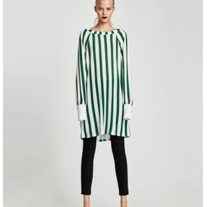 Zara Green White  Stripes Dress size M